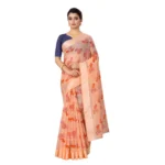 Women's Cotton Saree (Orange,5-6Mtrs)