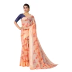 Women's Cotton Saree (Orange,5-6Mtrs)