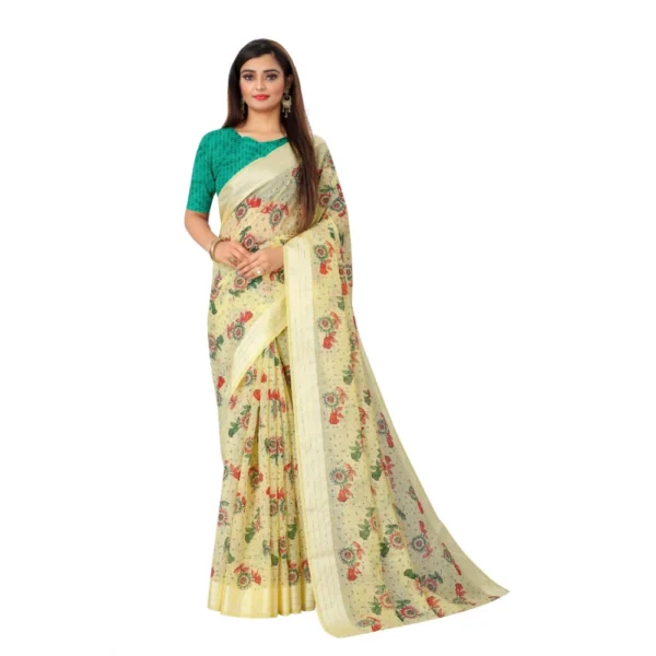 Women's Cotton Saree (Mustard,5-6Mtrs)