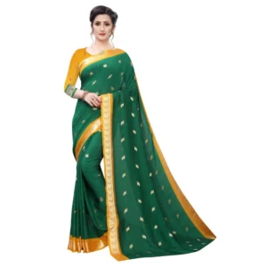 Women's Vichitra Silk Saree(Green ,5-6Mtrs)
