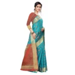 Women's Kanjivaram Silk Saree(Rama ,5-6Mtrs)