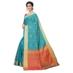 Women's Kanjivaram Silk Saree(Rama ,5-6Mtrs)