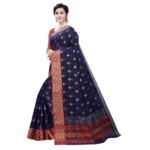 Women's Soft Cotton Silk Saree(Navy Blue ,5-6Mtrs)