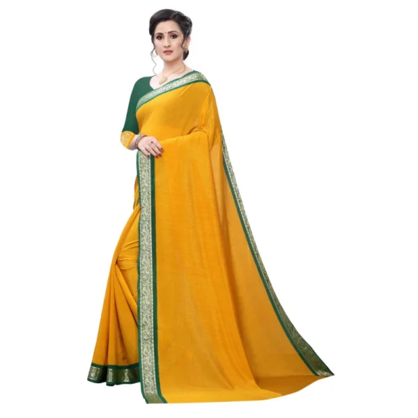 Women's Vichitra Silk Saree(Mustard ,5-6Mtrs)