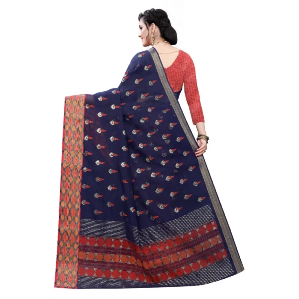Women's Soft Cotton Silk Saree(Navy Blue ,5-6Mtrs)