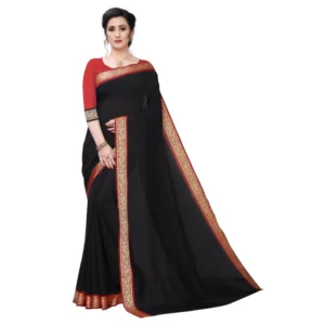 Women's Vichitra Silk Saree(Black ,5-6Mtrs)
