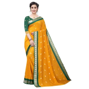 Women's Vichitra Silk Saree(Mustard ,5-6Mtrs)