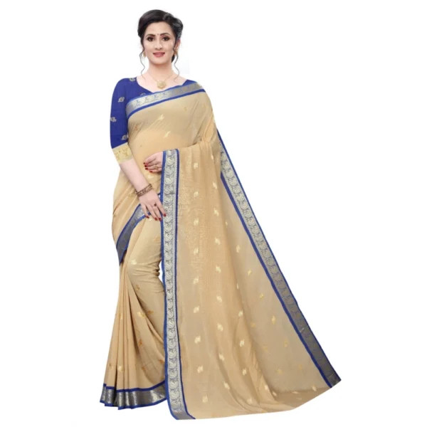 Women's Vichitra Silk Saree(Beige ,5-6Mtrs)