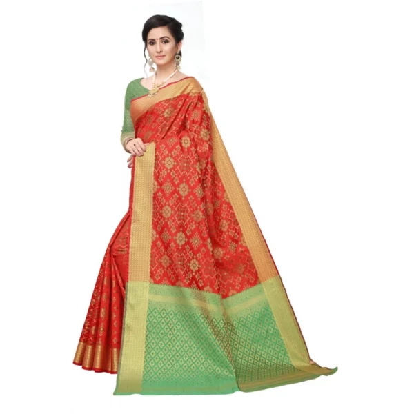 Women's Kanjivaram Silk Saree(Red ,5-6Mtrs)