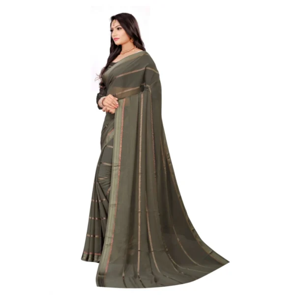 Women's Georgette Silk Saree(Ashgrey ,5-6Mtrs)