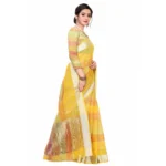 Women's Cotton Blend Sarees (Yellow , 5-6Mtrs)