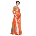 Women's Cotton Blend Sarees (Orange , 5-6Mtrs)