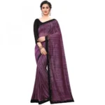 Women's Lycra Silk Saree With Blouse(Dark Pink,5-6Mtrs)