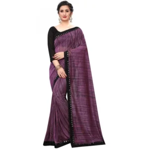 Women's Lycra Silk Saree With Blouse(Dark Pink,5-6Mtrs)