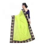 Women's Chanderi Art Silk Saree With Blouse(Green,5-6Mtrs)
