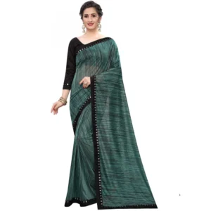 Women's Lycra Silk Saree With Blouse(Rama,5-6Mtrs)