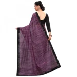 Women's Lycra Silk Saree With Blouse(Dark Pink,5-6Mtrs)
