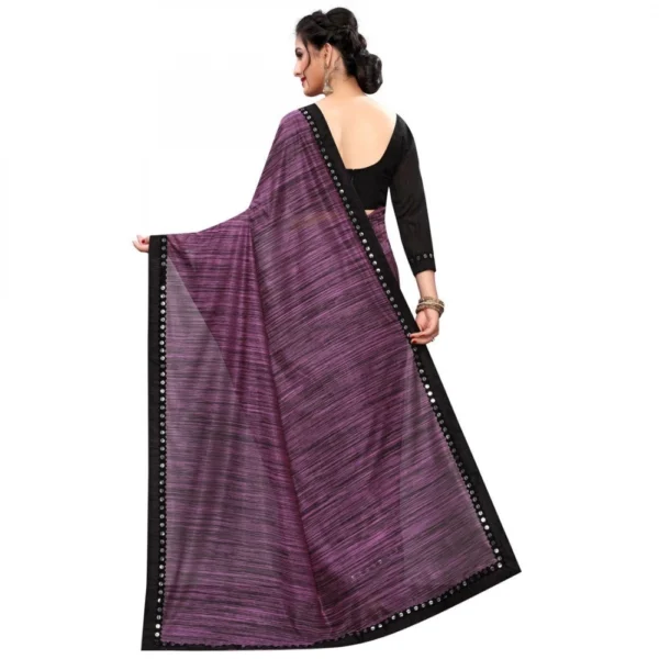Women's Lycra Silk Saree With Blouse(Dark Pink,5-6Mtrs)