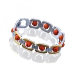 Rudraksha Silver With Gold Tone Bracelet (Color: Silver With Gold)