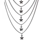 Women's Multi Layer Black Oxodized Fashion Necklace (Color: Black)