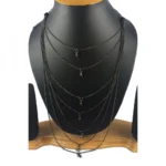 Women's Multi Layer Black Oxodized Fashion Necklace (Color: Black)