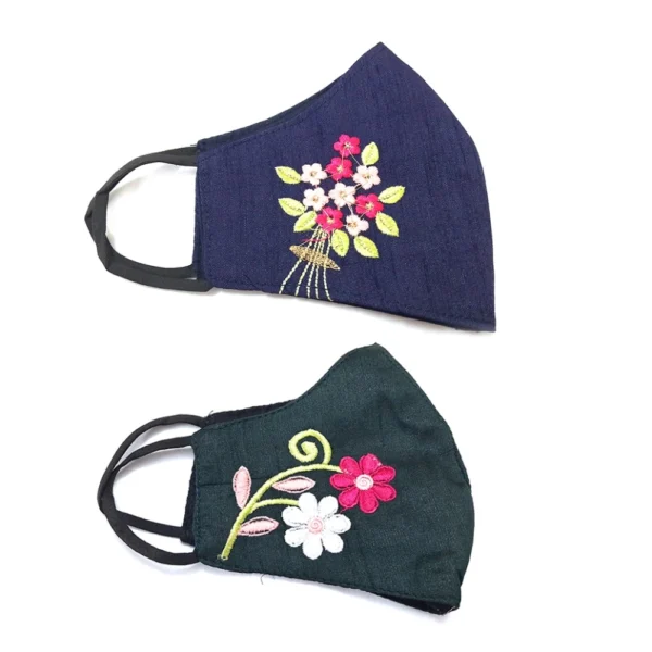 Pack of 2_ Embroidery Cotton Mask (Color: Assorted)