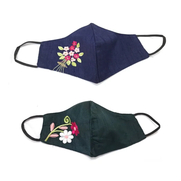 Pack of 2_ Embroidery Cotton Mask (Color: Assorted)