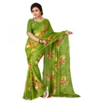 Women's Faux Georgette Saree With Blouse (Green, 5-6Mtrs)