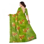 Women's Faux Georgette Saree With Blouse (Green, 5-6Mtrs)