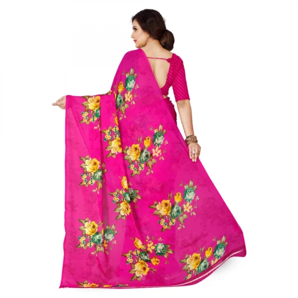 Women's Faux Georgette Saree With Blouse (Pink, 5-6Mtrs)