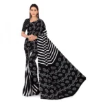Women's Faux Georgette Saree With Blouse (Black, 5-6Mtrs)