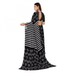 Women's Faux Georgette Saree With Blouse (Black, 5-6Mtrs)