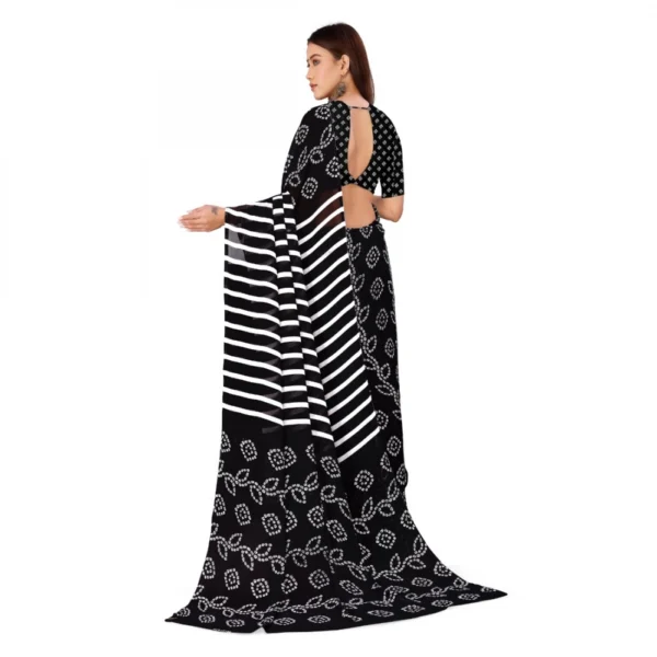 Women's Faux Georgette Saree With Blouse (Black, 5-6Mtrs)