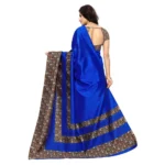 Women's Art Silk Saree With Blouse (Blue, 5-6mtrs)