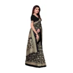 Women's Art Silk Saree With Blouse (Black, 5-6mtrs)