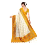 Women's Art Silk Saree With Blouse (Orange, 5-6mtrs)