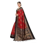 Women's Art Silk Saree With Blouse (Red, 5-6mtrs)