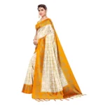 Women's Art Silk Saree With Blouse (Orange, 5-6mtrs)