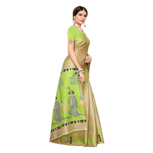Women's Khadi Silk Saree With Blouse (Multicolor, 5-6mtrs)