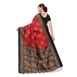 Women's Art Silk Saree With Blouse (Red, 5-6mtrs)