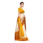 Women's Art Silk Saree With Blouse (Orange, 5-6mtrs)