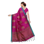 Women's Art Silk Saree With Blouse (Pink, 5-6mtrs)