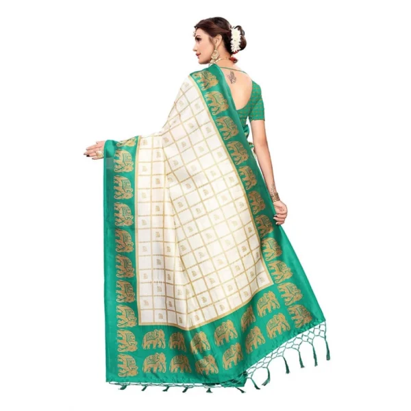Women's Art Silk Saree With Blouse (Green, 5-6mtrs)