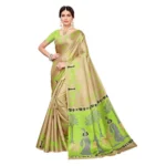 Women's Khadi Silk Saree With Blouse (Multicolor, 5-6mtrs)