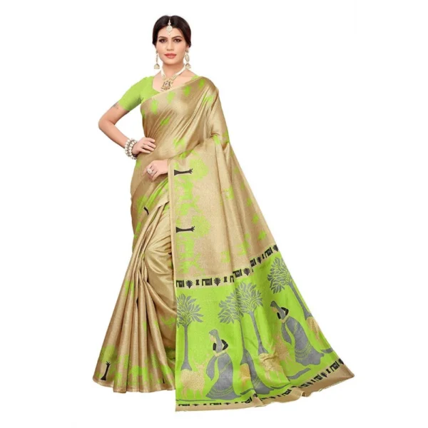 Women's Khadi Silk Saree With Blouse (Multicolor, 5-6mtrs)
