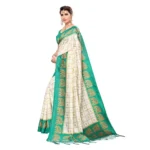 Women's Art Silk Saree With Blouse (Green, 5-6mtrs)