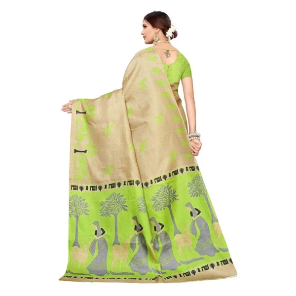 Women's Khadi Silk Saree With Blouse (Multicolor, 5-6mtrs)