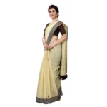Women's Soft Cotton Saree With Blouse (Yellow, 5-6Mtrs)