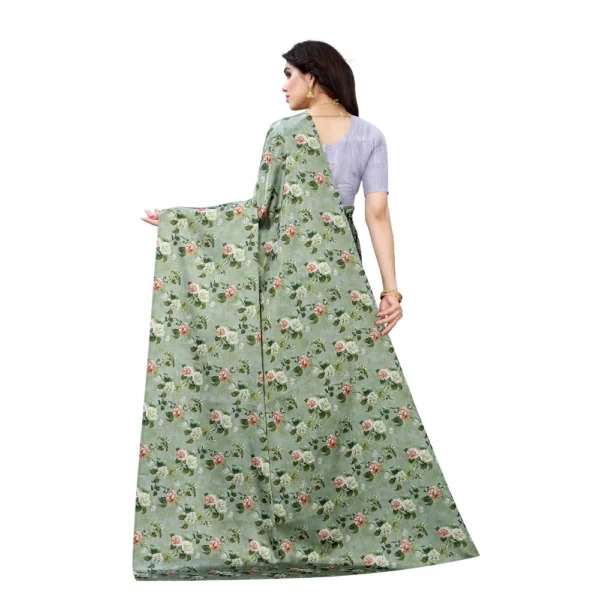 Women's Soft Japan Satin Saree With Blouse (Green, 5-6Mtrs)