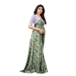 Women's Soft Japan Satin Saree With Blouse (Green, 5-6Mtrs)